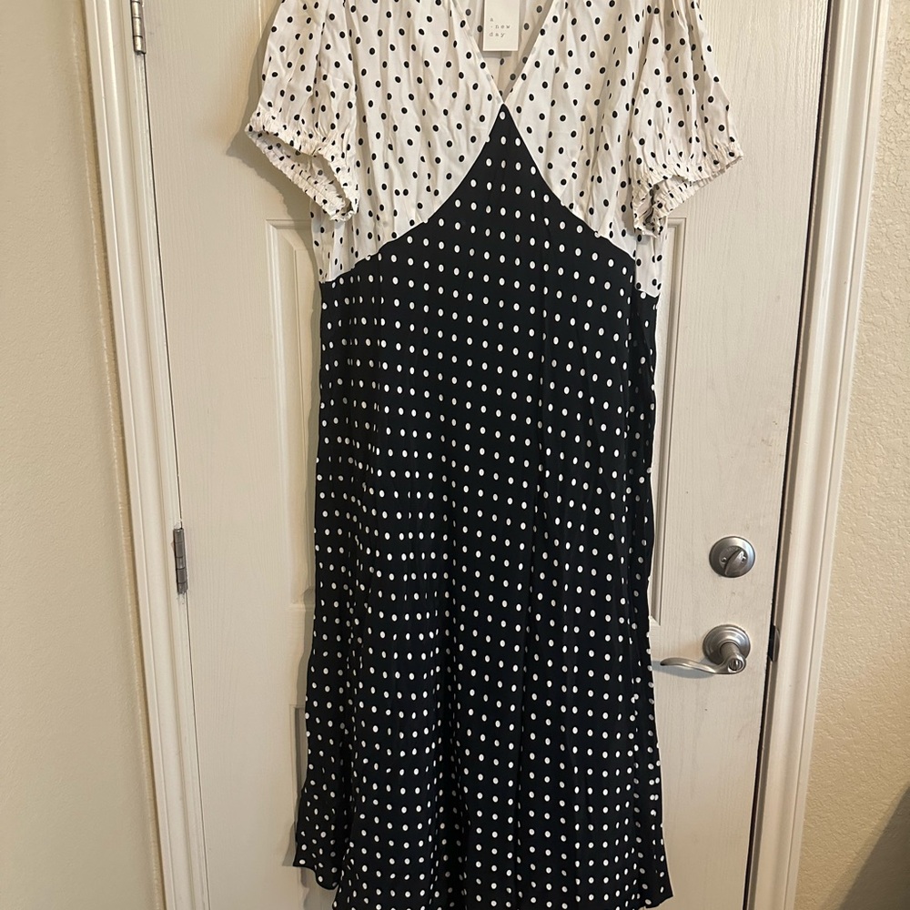 a new day Black and White Polka Dot Maxi Dress